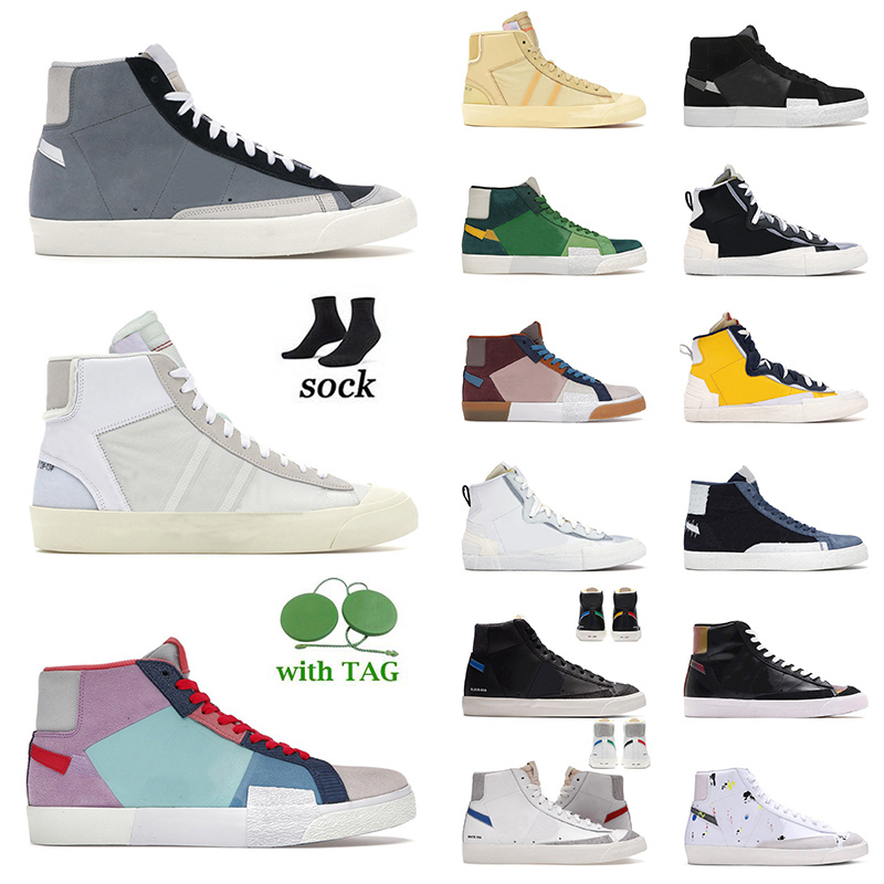

Top Fashion 2022 Blazer 77 Running Shoes Mens Women High OG Casual Sports Cool Grey Mosaic Green Brown Multi White Racer Blue Black Vintage Sneakers 36-45, D35 sail platinum tint 40-45