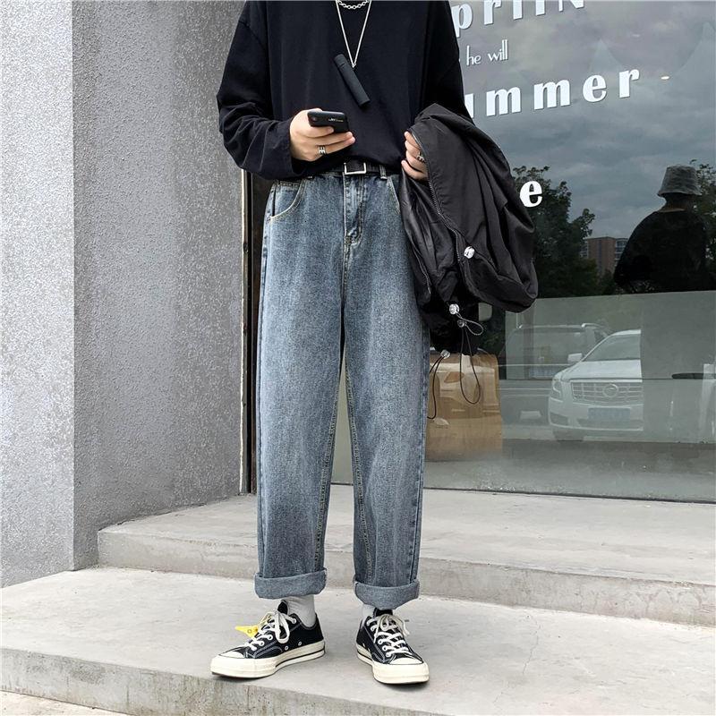 

Autumn Wide Leg Jeans Men' Fashion Casual Retro Jeans Men Streetwear Wild Loose Korean Hip-hop Denim Trousers Mens -2XL, Blue