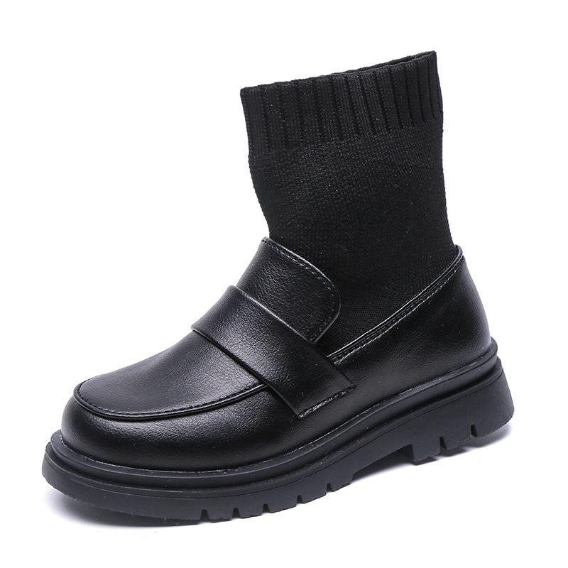 

Child Girl Winter Sneakers For 2020 Boys Leather Boots Autumn Fashion Socks Shoes Big Kids Boots 3 4 5 6 7 8 10 11 12 Years Old, Beige