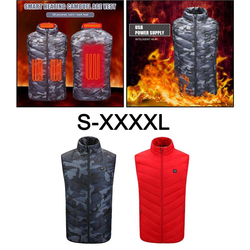 

Men Smart Heated Vest 5V Comfortable USB Charging Camping Hiking Skiing for Winter Running Motorcycl Hunting Office Daily Work, Red