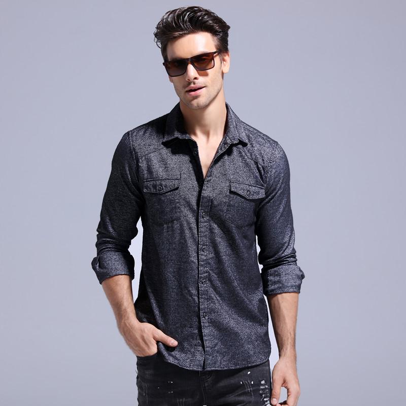

GustOmerD Brand Clearance Top Quality Cotton Mens Shirts Casual Solid Color Mens Dress Shirt Long Sleeve Shirts Clothing, Black