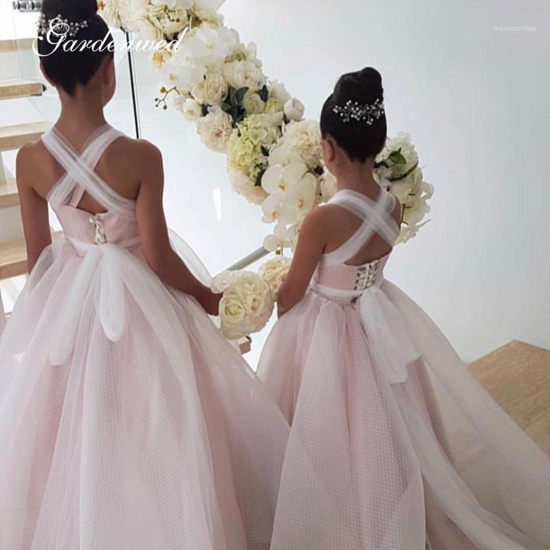 

Gardenwed Lovely Pink Tulle Lace Scoop Flower Girl Dresses Criss-cross Ribbons Wedding Party Dress Bow Sashes Celebrity Dresses1, Yellow