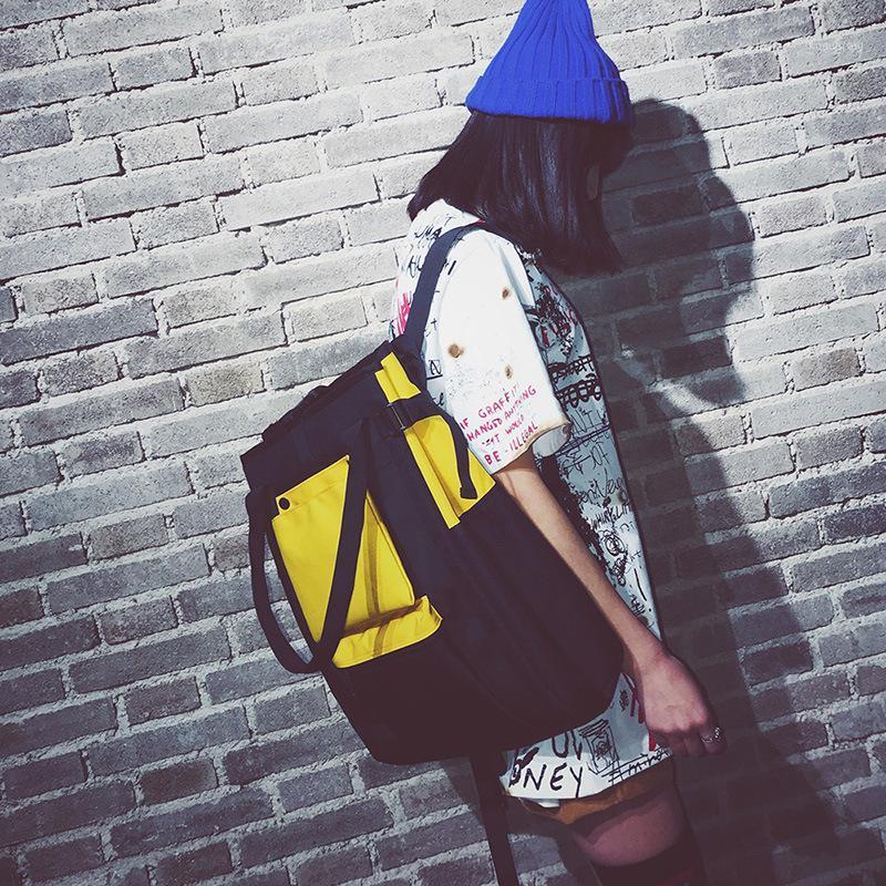 

Schoolgirl Harajuku Ulzzang High School Student Computer Bag Personality Backpack Canvas Backpack Female All Match Bag1, Yellow