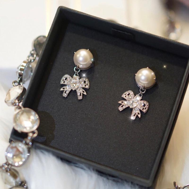 

2021 New Sweet Temperament Pearl Bow Earrings For Women StudentsFairy High Quality Same Style Of Exquisite Net Red Jewellery