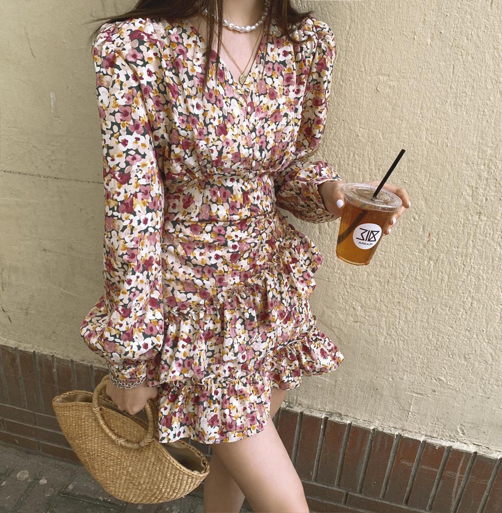 

2021 New Sexy v Neck Women's Spring Summer Long Sleeve Mini Party Ruffle Elegant Clothing Y6zq, Orange