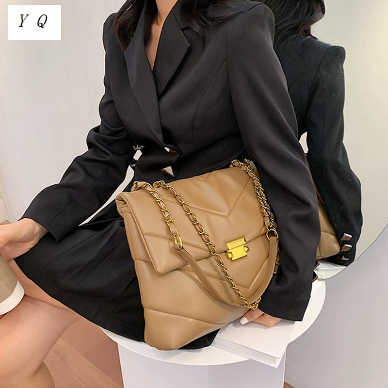 

Solid color chain Large Vintage PU Leather shoulder handBags Women 2021 High quality handbags fashion Women and purse, Black