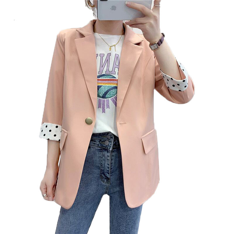 

2021 Women Office New Spring 3/4 Jacket Casual Fashion Suit Solid Color Blazer Outerwear Aw4x, Creamy-white.