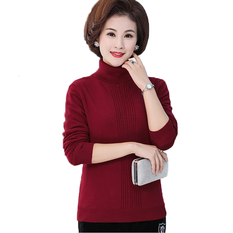 

Senior Middle-aged Winter Women Casual Turtlenecks High Thickness Keep Women's Plus Size Sweater Sweaters Warm S2i6, Caramel