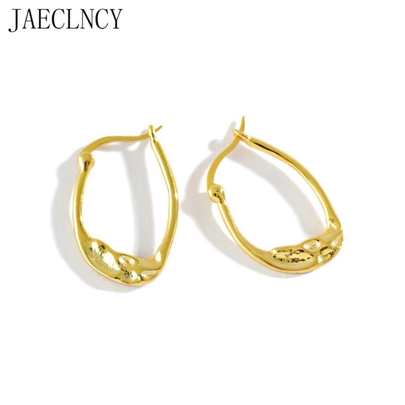 

925 Sterling Silver Earring Hyperbole Hoop Earring For Women 18k Gold Ear Buckle Irregular Circle Fine Jewelry 925 Gift