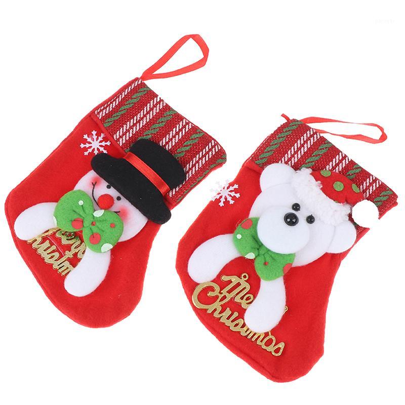 

1PC Hot Christmas Stockings Fabric Santa Claus Sock Gift Kids Candy Bag Snowman Deer Pocket Hanging Xmas Tree Ornament1