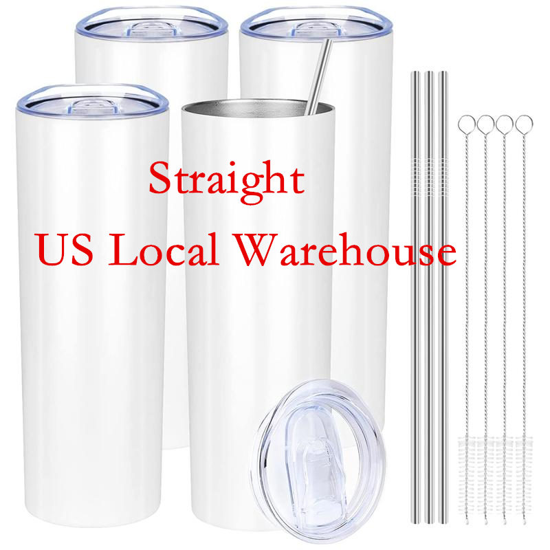 

US Local Warehouse 20oz Sublimation Tumbler with Straws Stainless Steel Double Wall Vacuum Insulated Tumbler Mug Cups with Lid