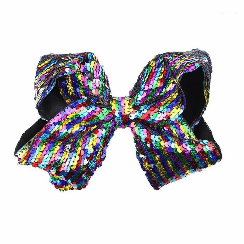 

Shiny 8" Big Sequins Hair Bows Rainbow Knot Bow Clips For Girls Children Birthday Party Barrette Accessory1 Accessories, Jj0068-8 inch-5