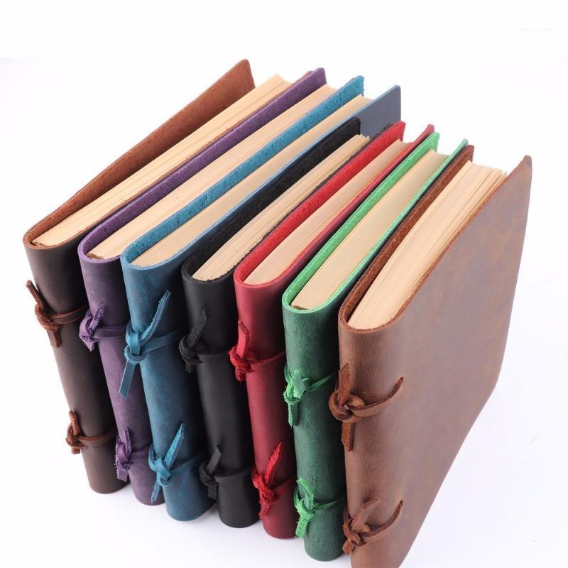 

Handmade Rustic Genuine Leather Notebook Craft paper Crazy Horse Leather Diary Journals Vintage Memo Notepad1