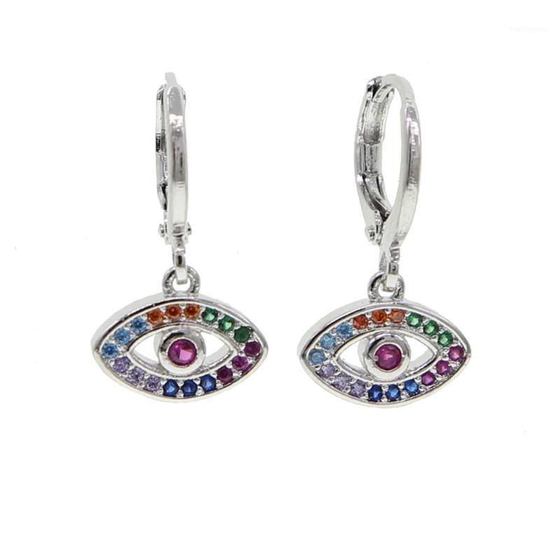 

2020 Unique design turkish evil eye dangle Earring pave thiy CZ lucky eye cute Girl women danity earrings Fashion Jewel1