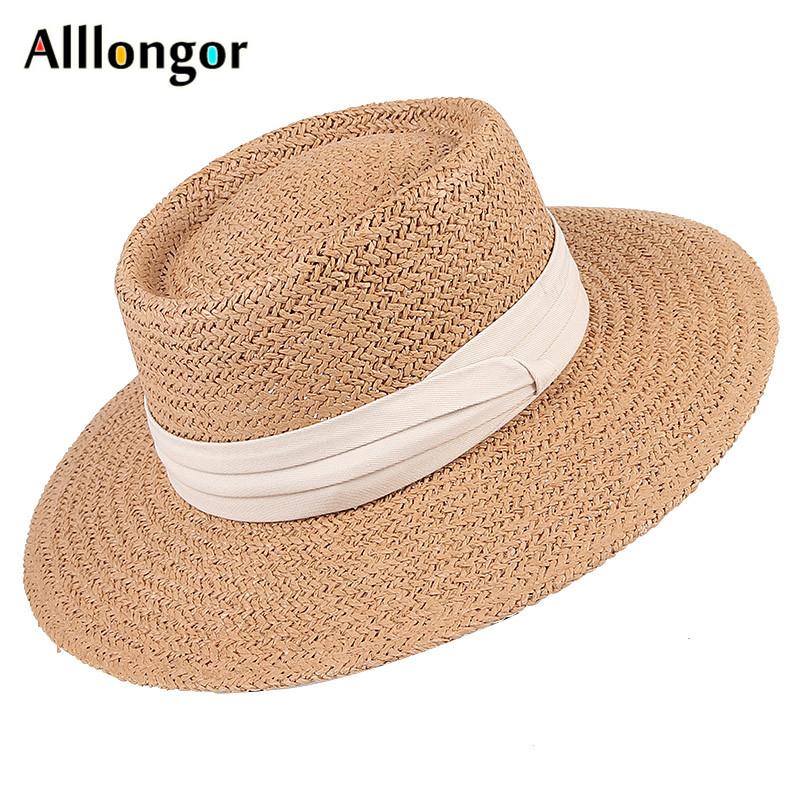 

Straw Hat Women 2021 New Unisex Paper Beach Hat ladies SunHats, Khaki-black ribbon