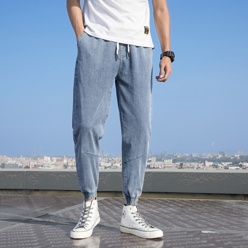 

2021 Mens Super Jeans Men Stretch Denim Pants Elastic Waist Big Size European Hot Long Trousers Ny Xaw0, Light blue