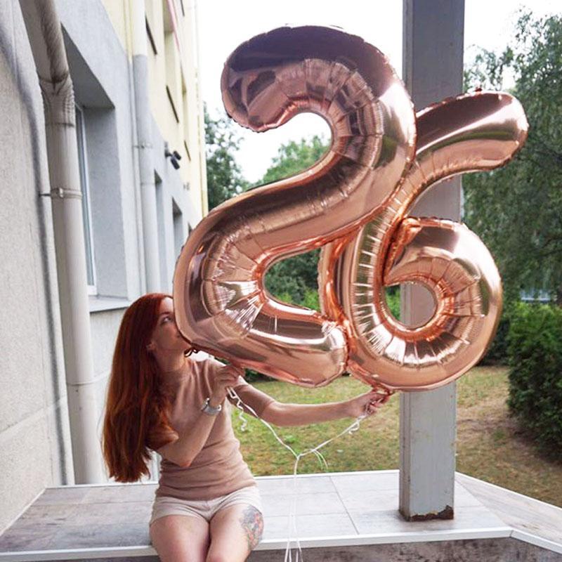 

32 40 inch Number balloons Baby Shower Helium Foil ballon Gold Silver Pink Red Blue Digit Globos Birthday Party Wedding balloon1