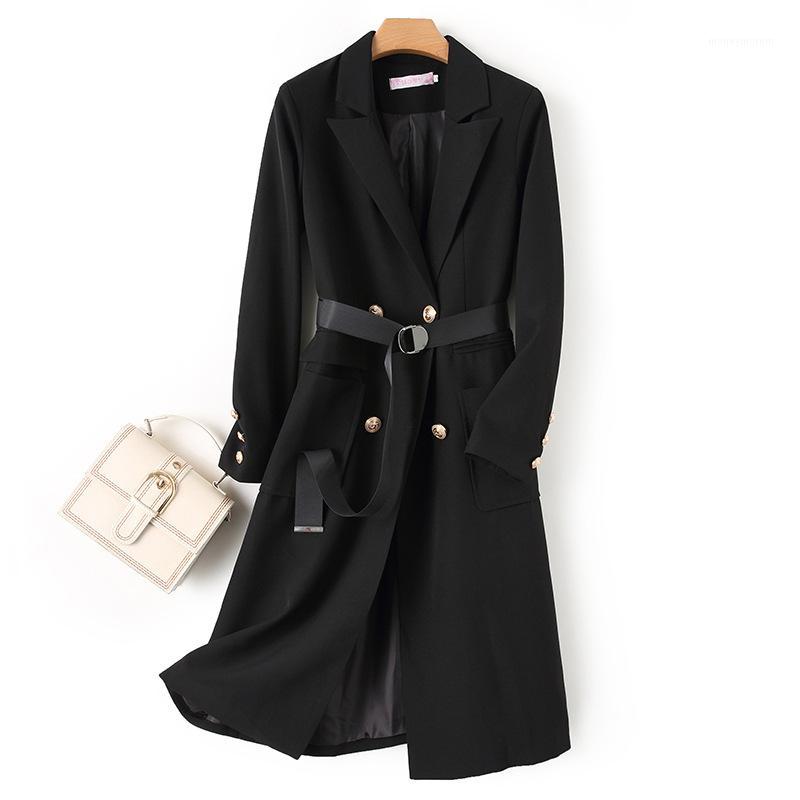 

Long Top 2020 Autumn Winter New Fashion Design Long Sleeve Golden Button High Quality Black Vintage Trench Coat1