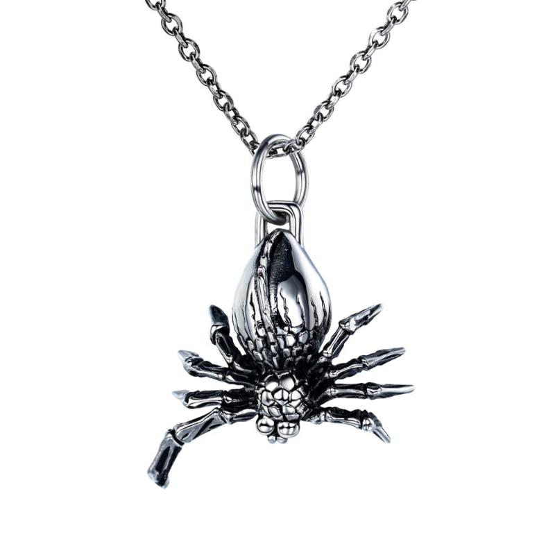 

Stainless Steel Spider Pendant Necklaces for Man Box Chain Punk Rock Man Party Necklace Jewelry DropShipping