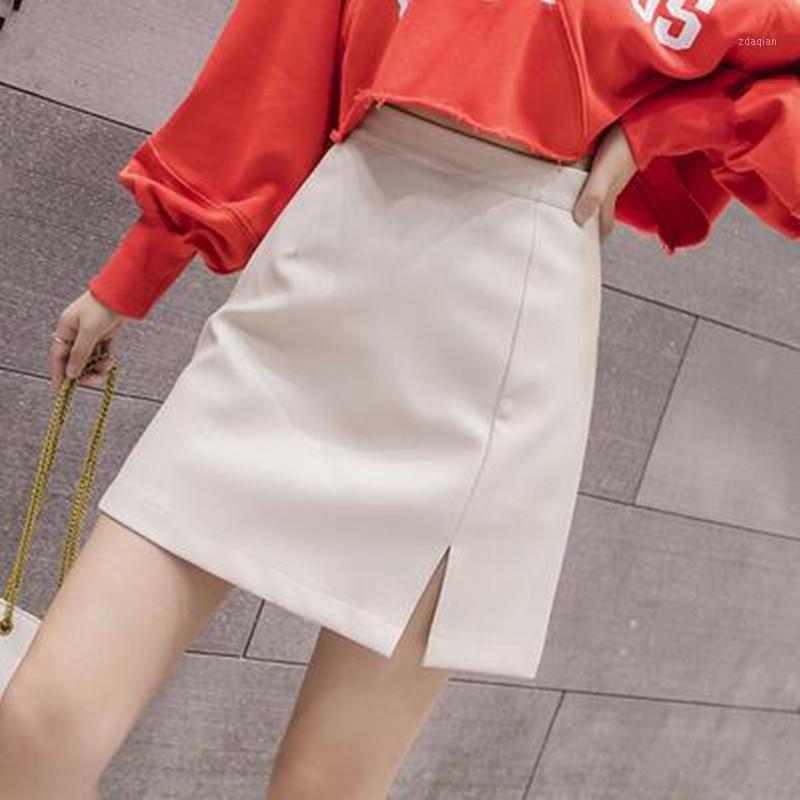 

Autumn Winter PU Skirts Women Elegant Fashion Solid A-line Skirt High Wasist Casual Slim Fit PU Skirt Femme Mini Skirts J8431, Black