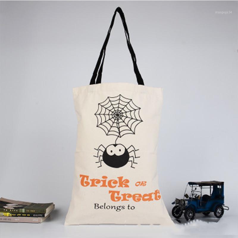 

100pcs/lot Wholesale Halloween Candy Handbag Large Capacity Sack Decorations Canvas Handmade Tote Trick or Treat Bag For Child1
