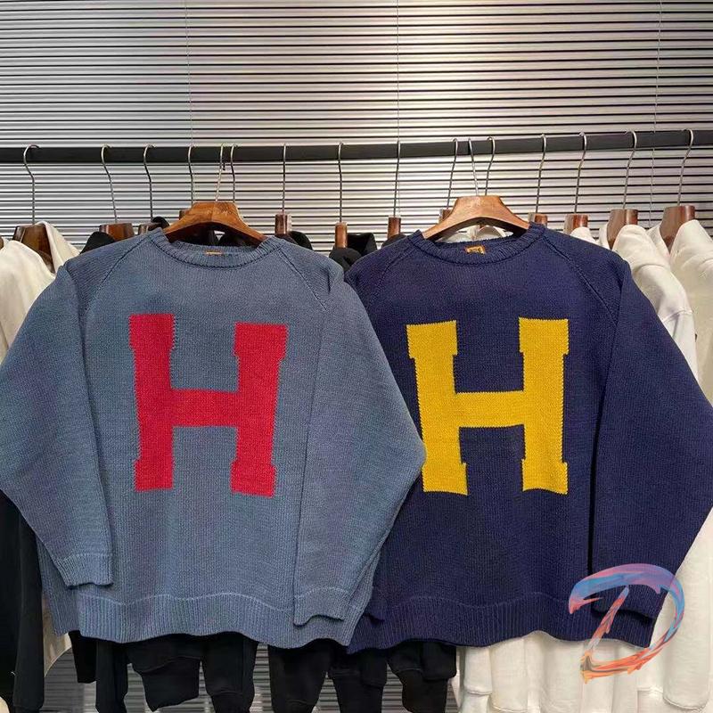 

Men's Sweaters HUMAN MADE Polar Bear Letter Logo Round Neck Knitted Pullover Oversize Women's Sweater, White;black