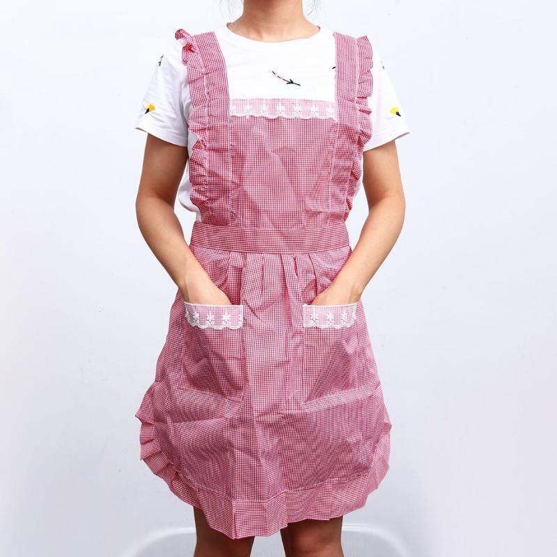 

1pc Double Lace Princess Kitchen Apron For Women Cooking Cleaning Practical Waterproof And Oil-Proof Apron Household Aprons1