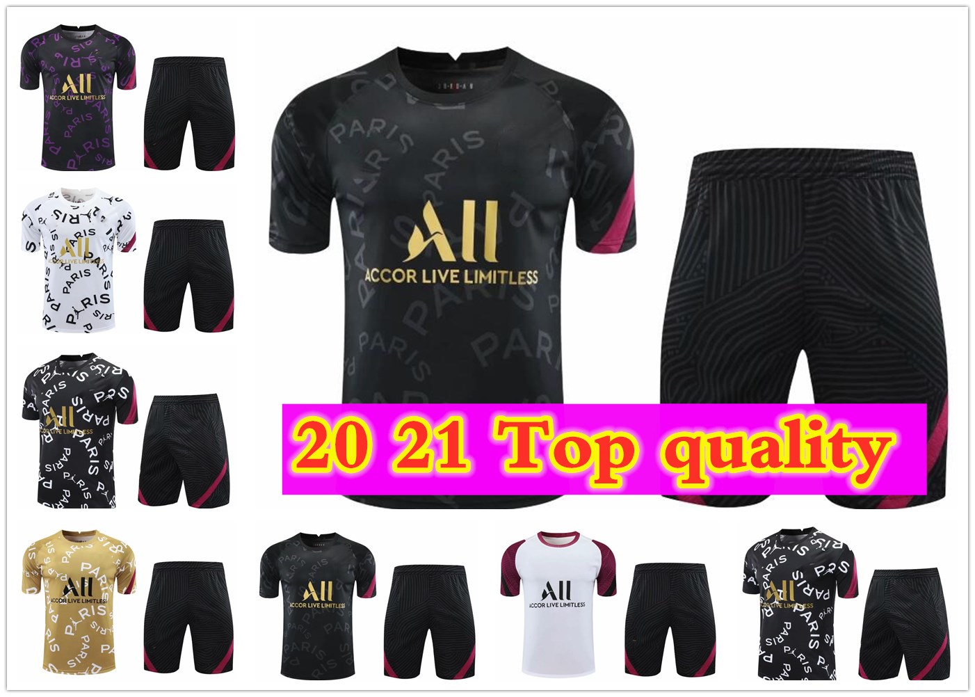 

Maillots de Training suit football 20 21 soccer jersey MBAPPE shirt men kids set maillot de foot hommes enfants, Black;yellow