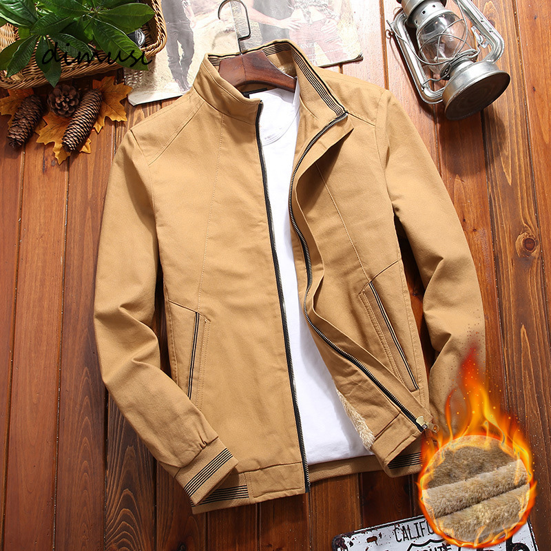

Winter Mens Bomber Jackets Casual Male Stand Collar Fleece Warm Windbreaker Jackets Men Slim Army Military Coats Clothing, Dakr blue