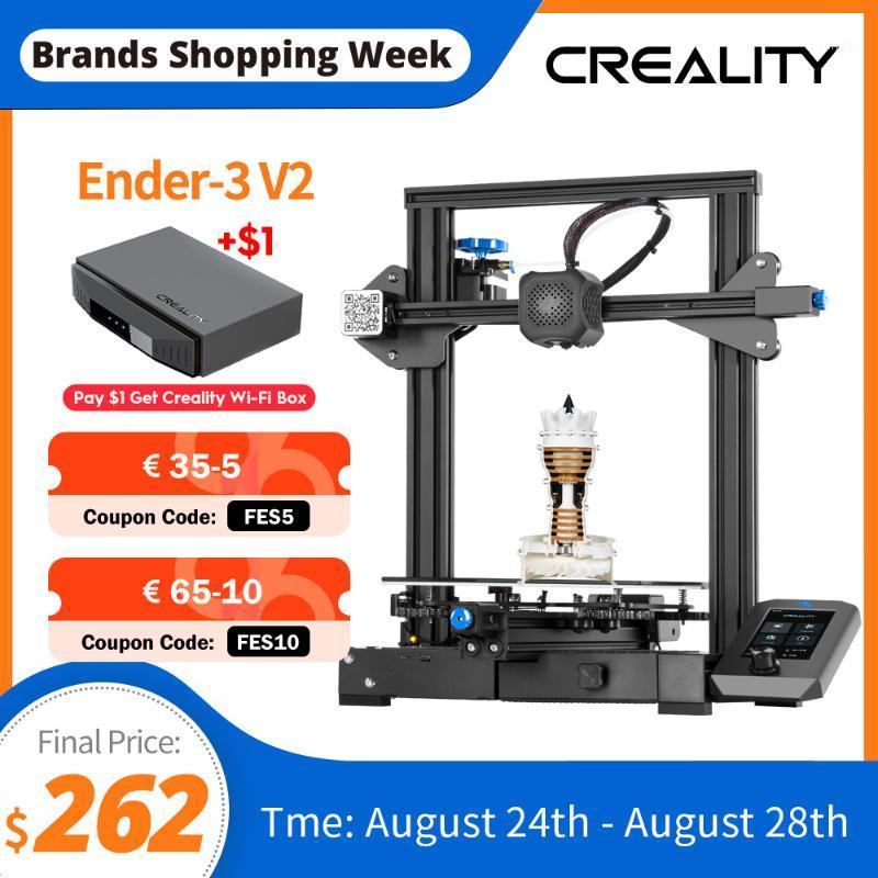 

CREALITY 3D Newest Ender-3 V2 Printer Kit 32 Bit Slilent Mianboard High Pricison New UI Display Screen With Resume Printing1