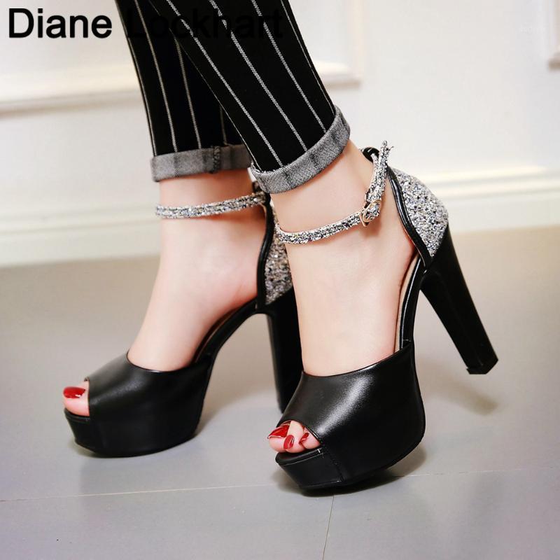 

women Summer platform shoes Fish Mouth high heel ladys bling sandals evening dress wedding shoes femal zapatos de mujer 431, Sky blue