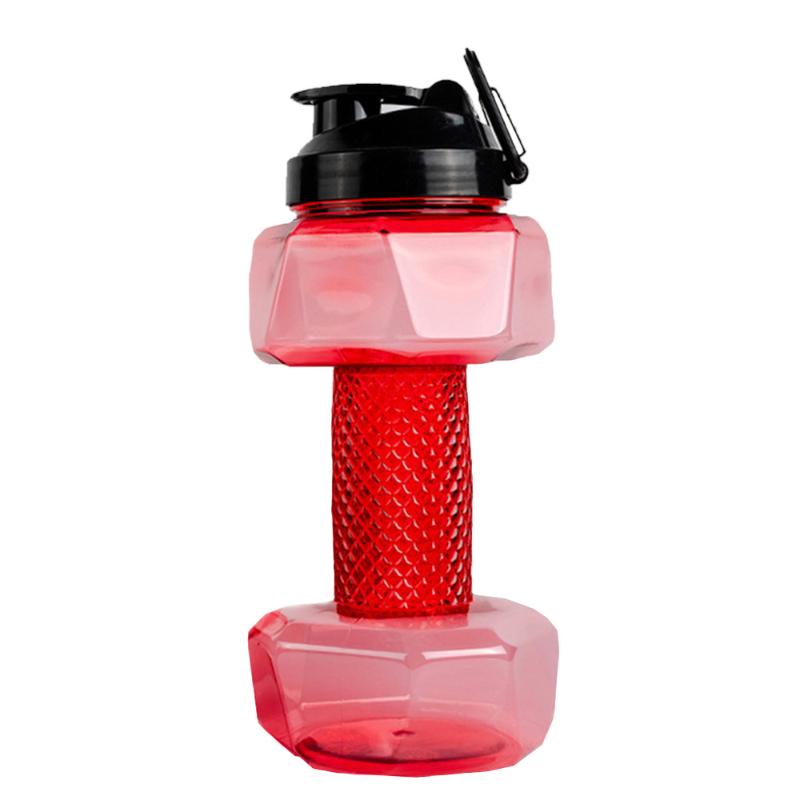 

1 Pc 2.2L Dumbbell Shape Water Bottle Sports Water Kettle Fitness Bottle, Red