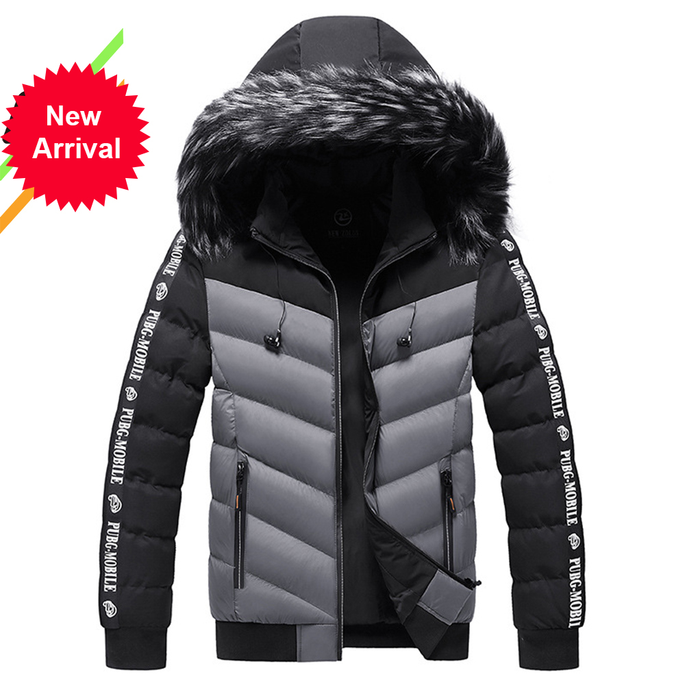 

2021 New Winter Jacket Men Headphone Fur Collar Hooded Thick Warm Cotton Outwear Man Patchwork Parka and Coats Windbreaker Parkas Male F9va, Black yellow hat
