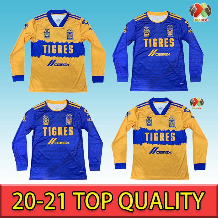 

Tigres UANL 7 Stars Long sleeve soccer jersey home away Fans Version 20 21 Mexico club Tigers Yellow GIGNAC Vargas Ayala SOSA jerseys footba, Black;yellow