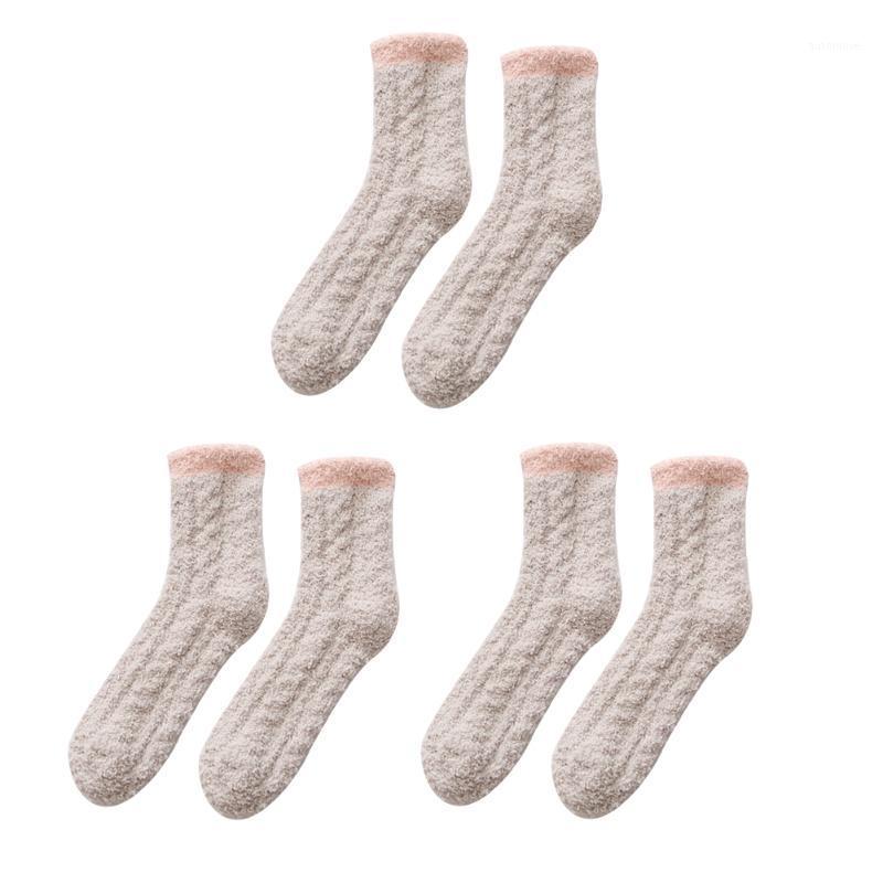 

3 Pairs Soft Sleeping Cozy Floor Cute Plush Bed Indoor Fluffy Fuzzy Winter Warm Women Socks Daily Elastic1, White
