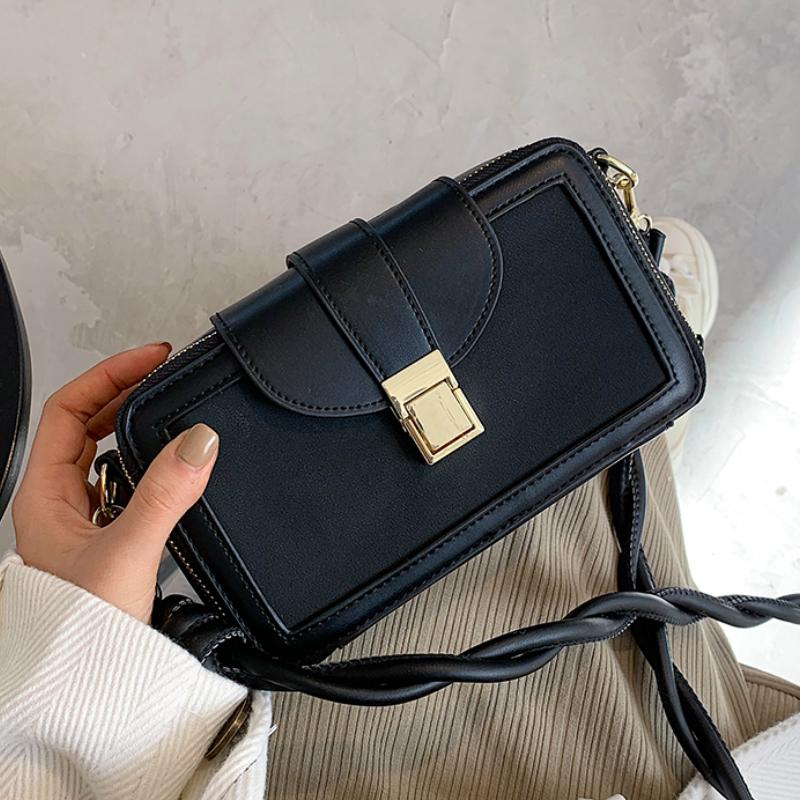 

Matte PU Leather Black Sac A Main Female Shoulder Bag Women Bag 2021 New Style Fashion All-Match Simple Shoulder Tote