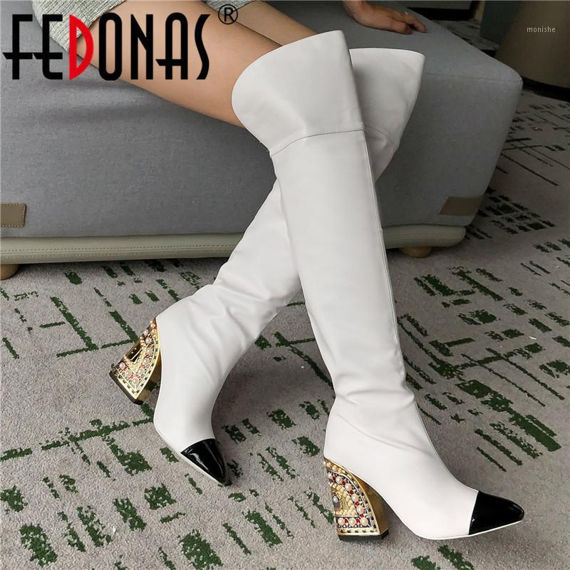 

FEDONAS Fashion Sexy Women Over The Knee High Boots Rhinestone Party Shoes Woman Warm Long Winter Tight High Boots Shoes1, Black