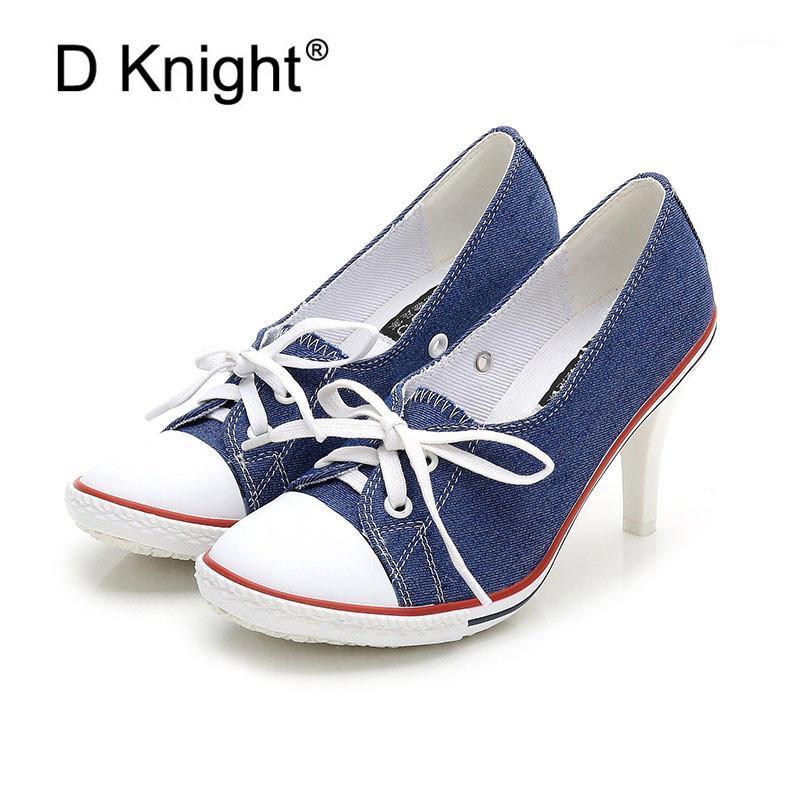 

High Quality Heels Shoes Woman Comfortable Platform Shoes Women Shallow Mouth Denim Pumps Woman High Heels Canvas Big Size1, Black 6cm thin heels
