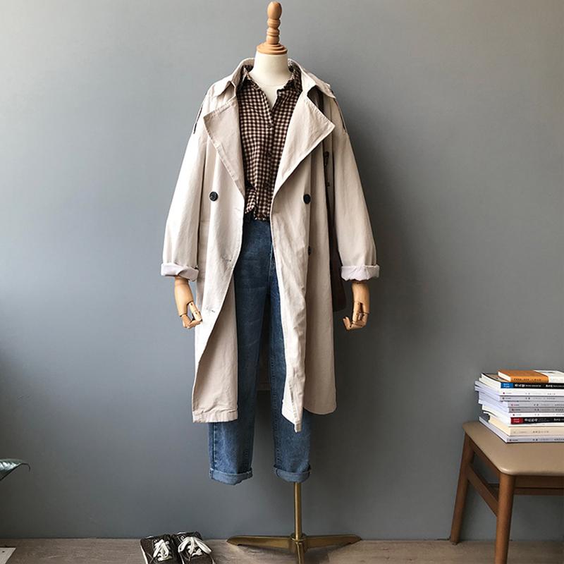 

chaquetas mujer 2020 fashion womens coats oversize trench coat women autumn winter beige navy blue long coats female trench