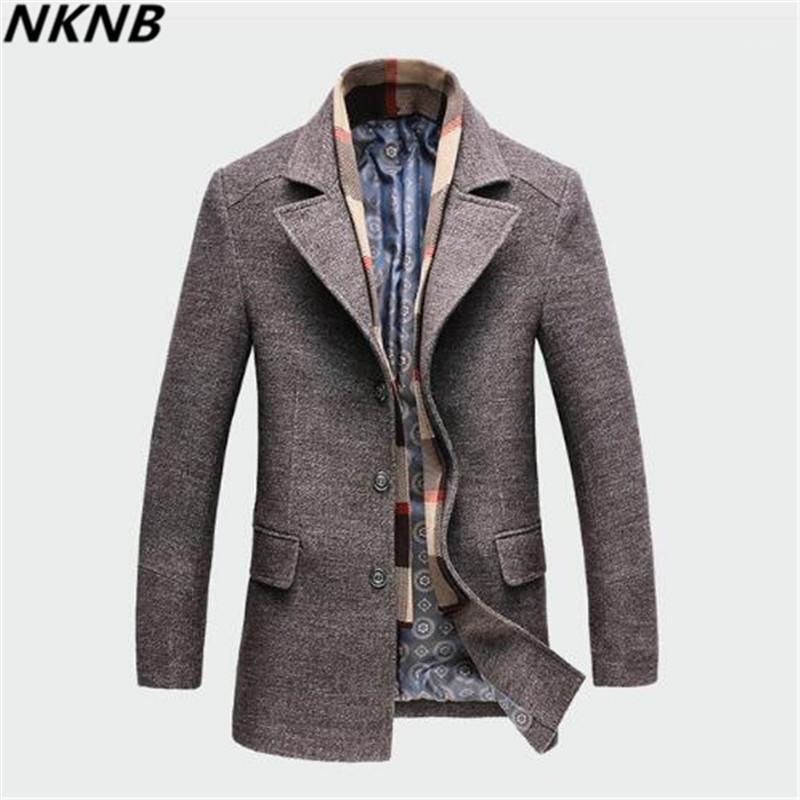

Winter Men's Casual Wool Trench Coat Fashion Business Long Thicken Slim Overcoat Jacket Male Peacoat Brand Clothes -4XL ML0931, Brown