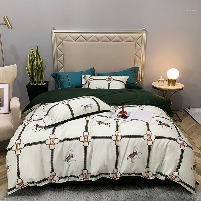 

60S Cotton Satin Digital Printing 12 Designs Duvet Cover Bed Linen Fitted Sheet Pillowcases Bedclothes King Queen Size 4PCS1