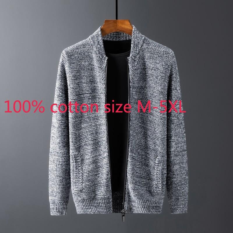 

2020 New Spring Autumn Men Casual Loose Cardigan Youth Large Fashion Stand Collar Computer Knitted Thick Sweater Plus Size M-5XL, Gray