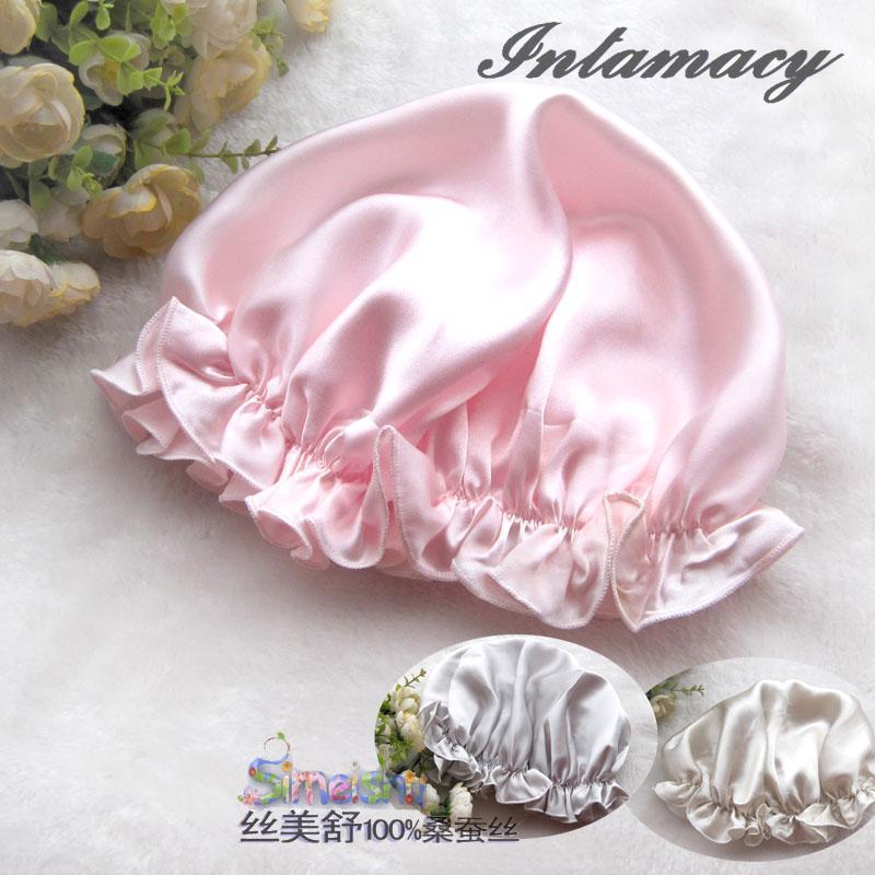 

100% real Silk nightcap Silk Hair Bath cap, Yellow