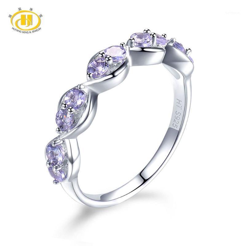 

Hutang Natural Tanzanite Rings 925 Sterling Silver Gemstone Infinity Ring Fine Fashion Jewelry for Women Presents Best Gift New1