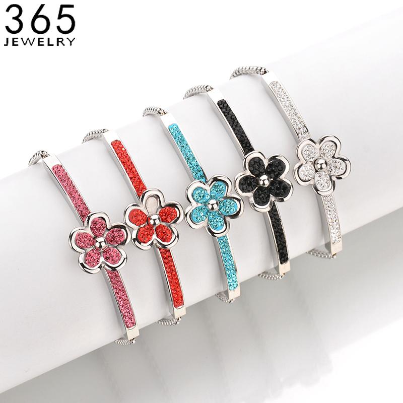 

Link, Chain Fashion Jewelry CZ Stone Flower Bracelet For Women Stainless Steel Gold Adjustable Bracelets Wedding Anniversary Gift