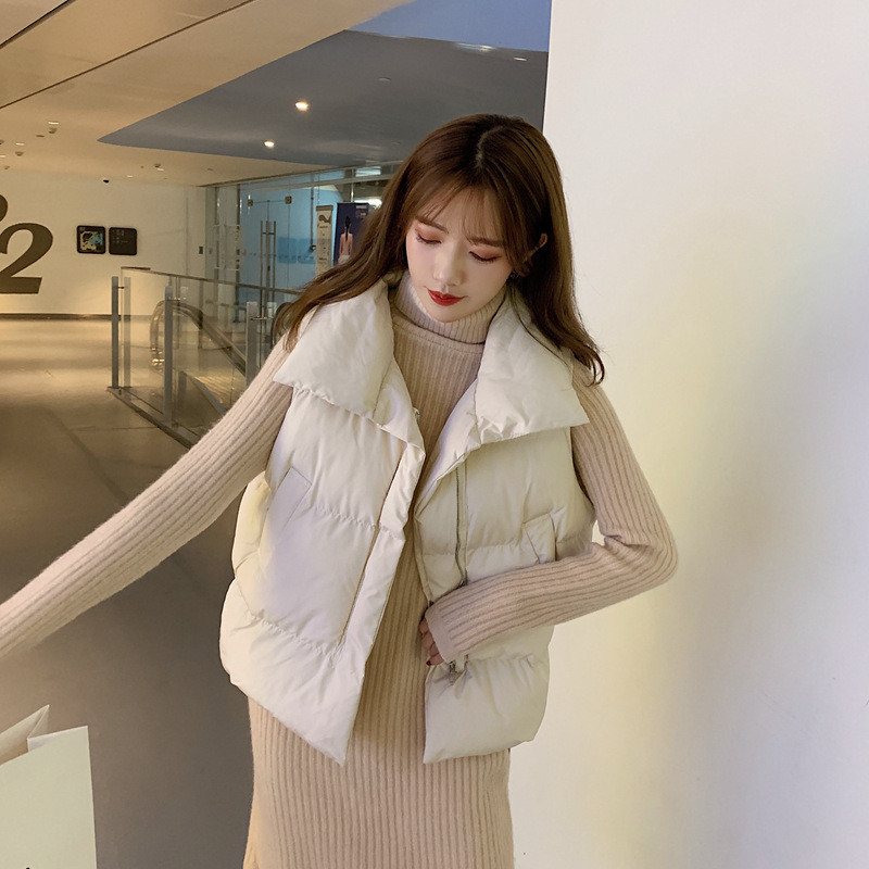 

2021 Female Winter Vest New Korean Loose Sleeveless Parkas Bloated Plus Size Contton Fashion Quilted Jacket N2ML, Black