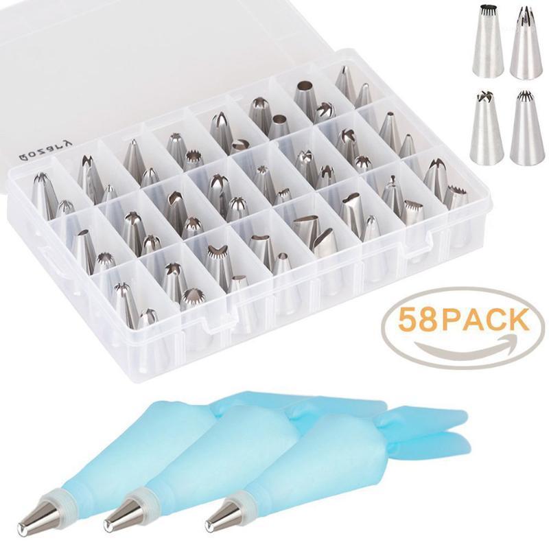 

58pcs Cake Scream Decorating Kit Tools Icing Piping Tips Nozzles Baking Set Flower Pastry Bag Squeezed1