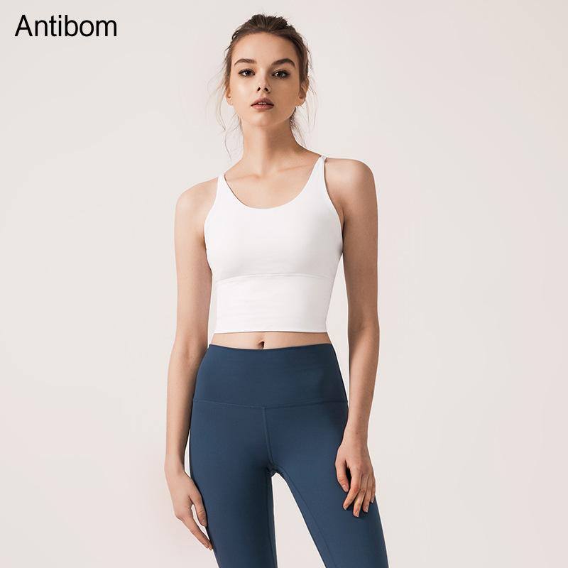 

Antibom Shockproof Fitness Sports Bra Women Hollow Out Cross Back Straps Solid Color Yoga Bra Running Outdoor Vest Crop Tops New, Black