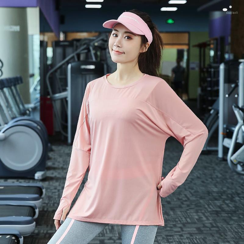 

Plus Size -4XL Women Yoga Shirts Long Sleeve Sport Tops Gym Fitness T- Shirts Quick Dry Loose Yoga Top Women Running Clothing1, Black