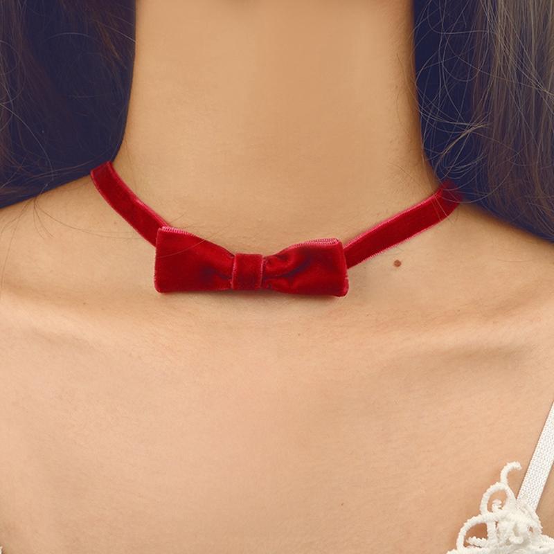 

Chokers Sweet Bow Choker Necklace Decorative Chic Velvet Collar Bell Party Cosplay Jewelry Accessories